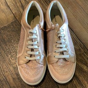No tie rose gold sneakers